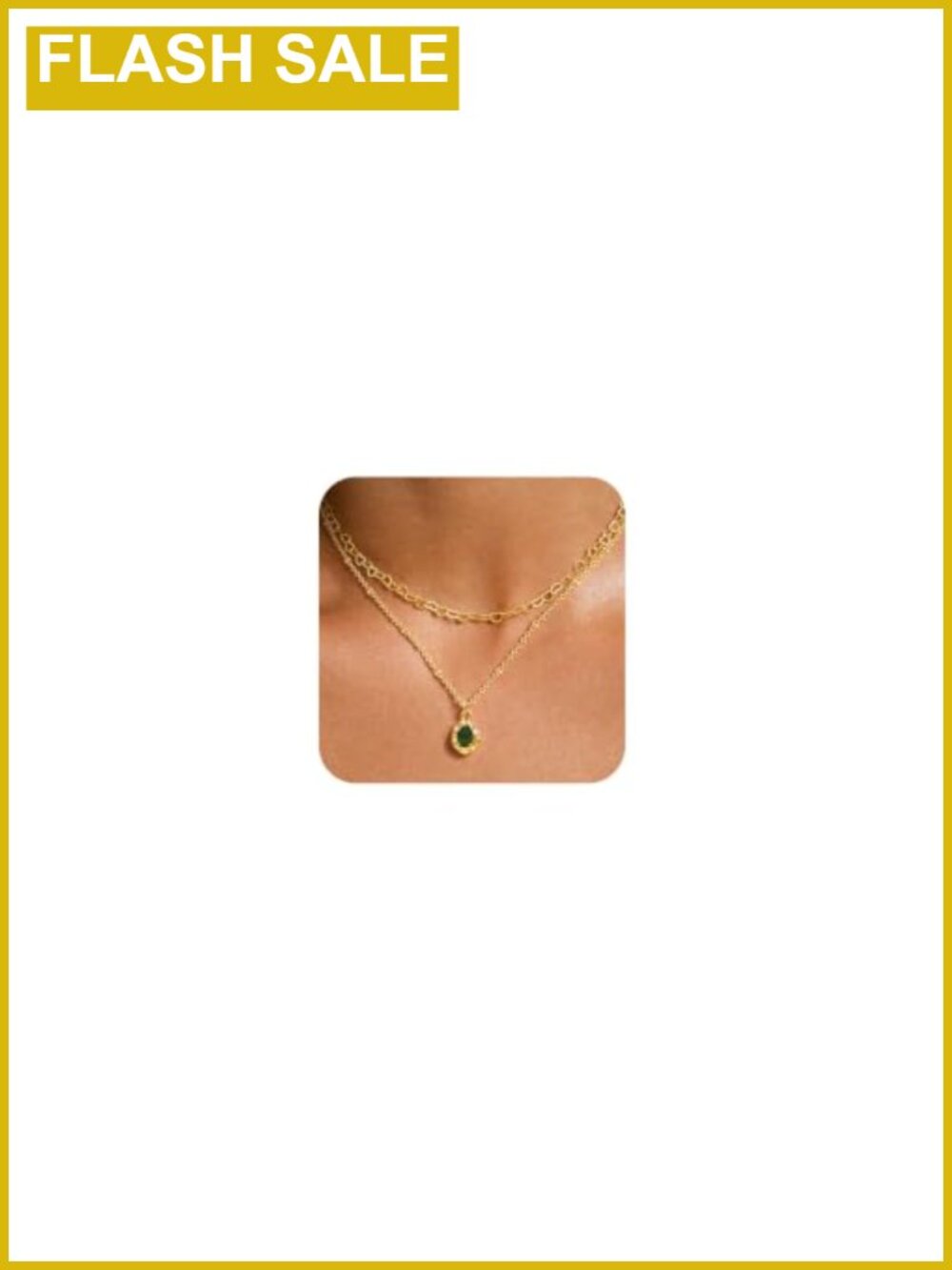 14K Gold Plated Layered Birthstone Heart Necklace Set CZ Non Tarnish